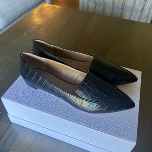 Nine West Black Crocodile-Embossed Flats